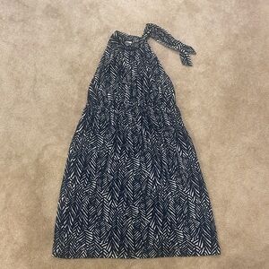 Merona Navy and White Halter Dress